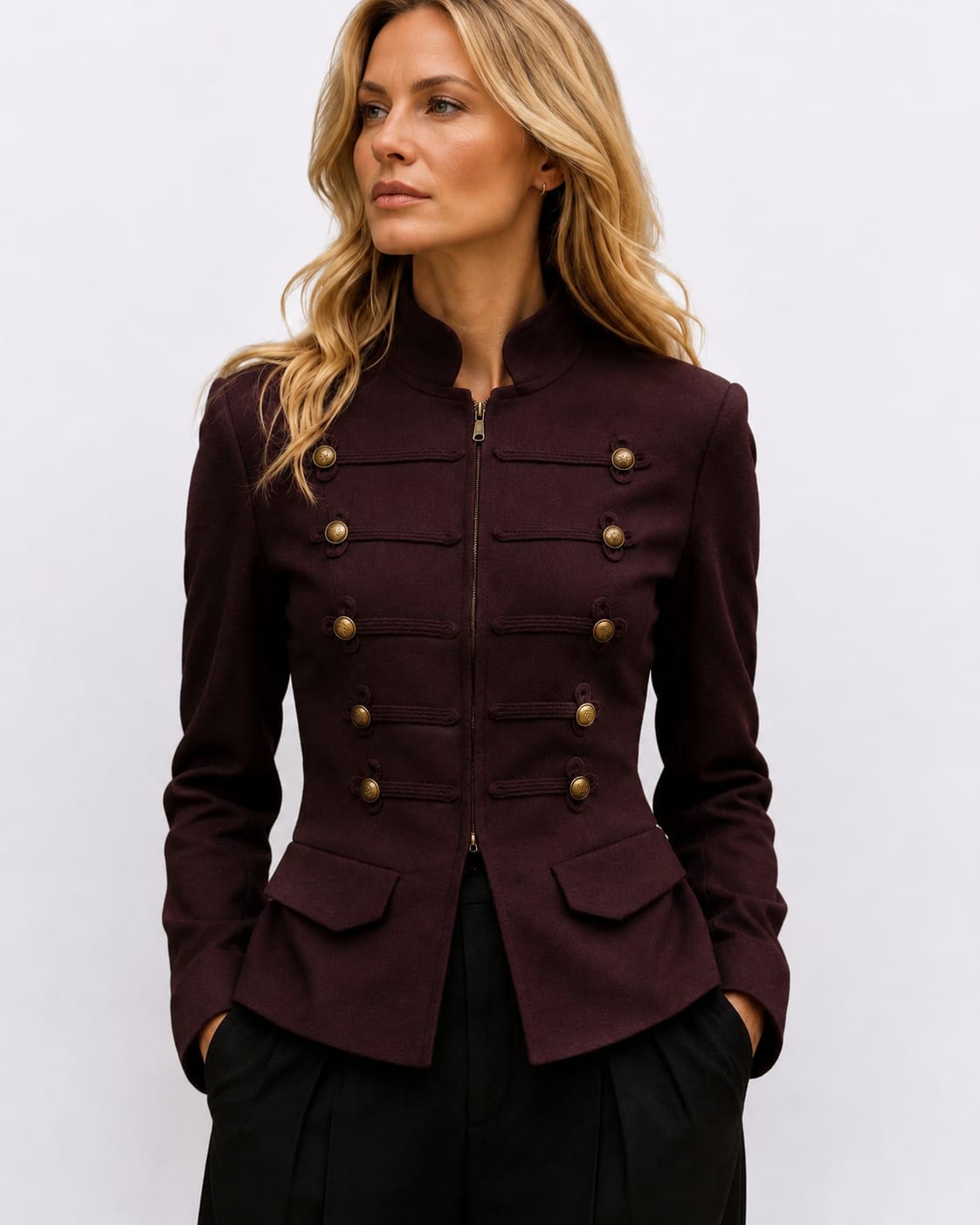 Chaqueta de punto estilo militar